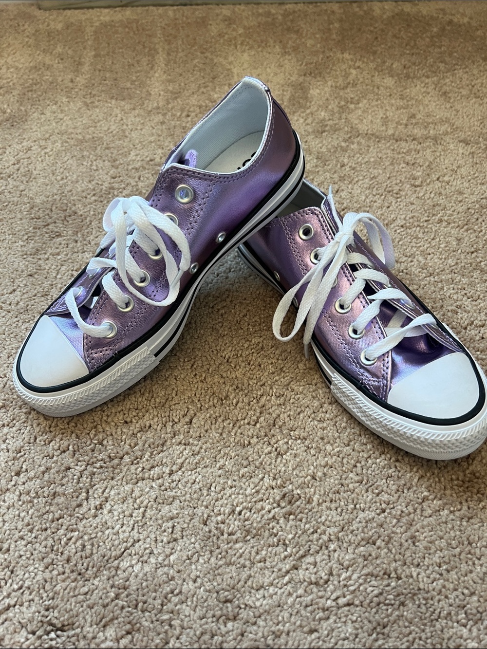 NWOT Converse Chuck Taylor All Star Metallic Purple Low-Top Sneakers
